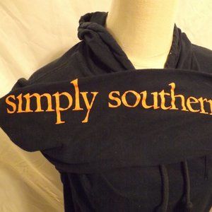 Simply Southern Collection Womens Sz Medium Navy Blue Orange Long Sleeved Hoodie